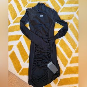 Versace Jeans Couture Elegant Fitted Black Long Sleeve Dress